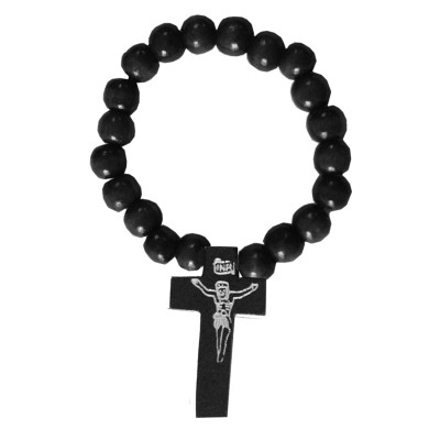 Black Wood Bead Religious Christ cross charm Wooden Religious Bracelet 